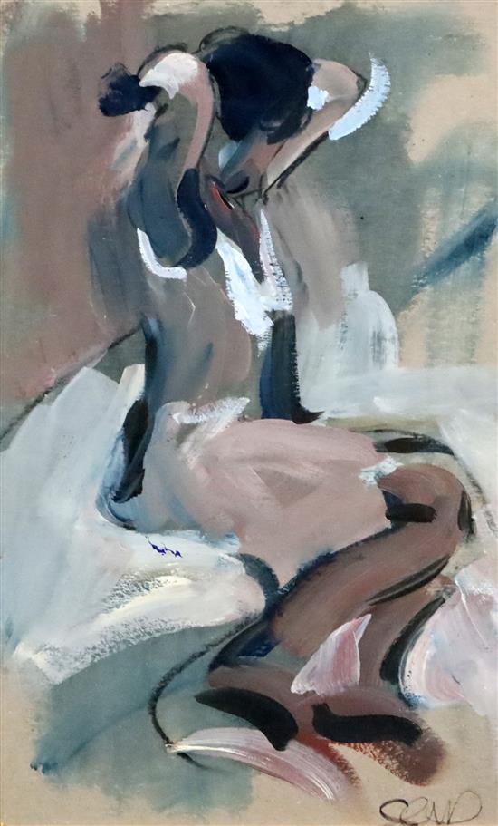 § Sherree Valentine Daines (1956-) Woman undressing 14.25 x 8.75in.